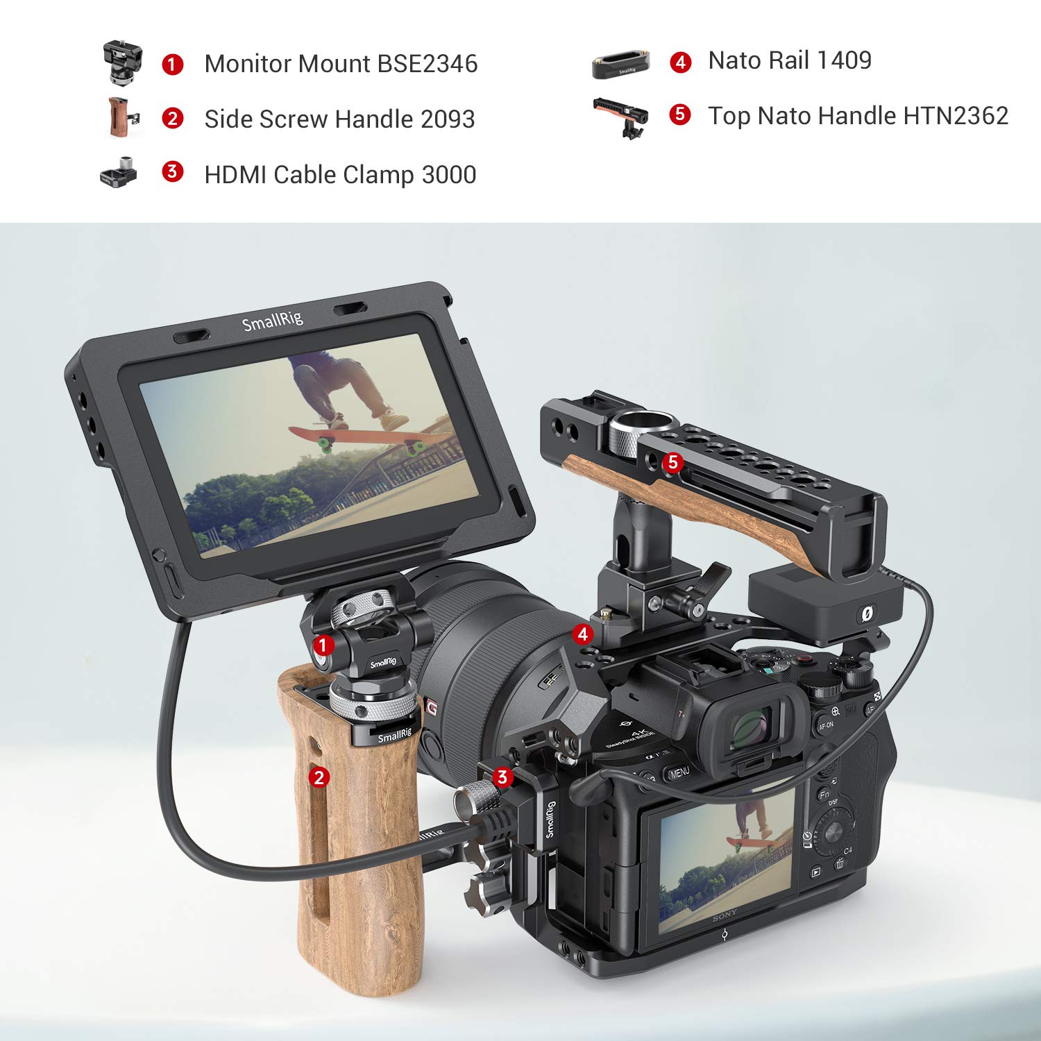 SMALLRIG A1 Cage avec Rail NATO Intégré et Support de Cold Shoe pour Sony A1 & A7S III - 2999