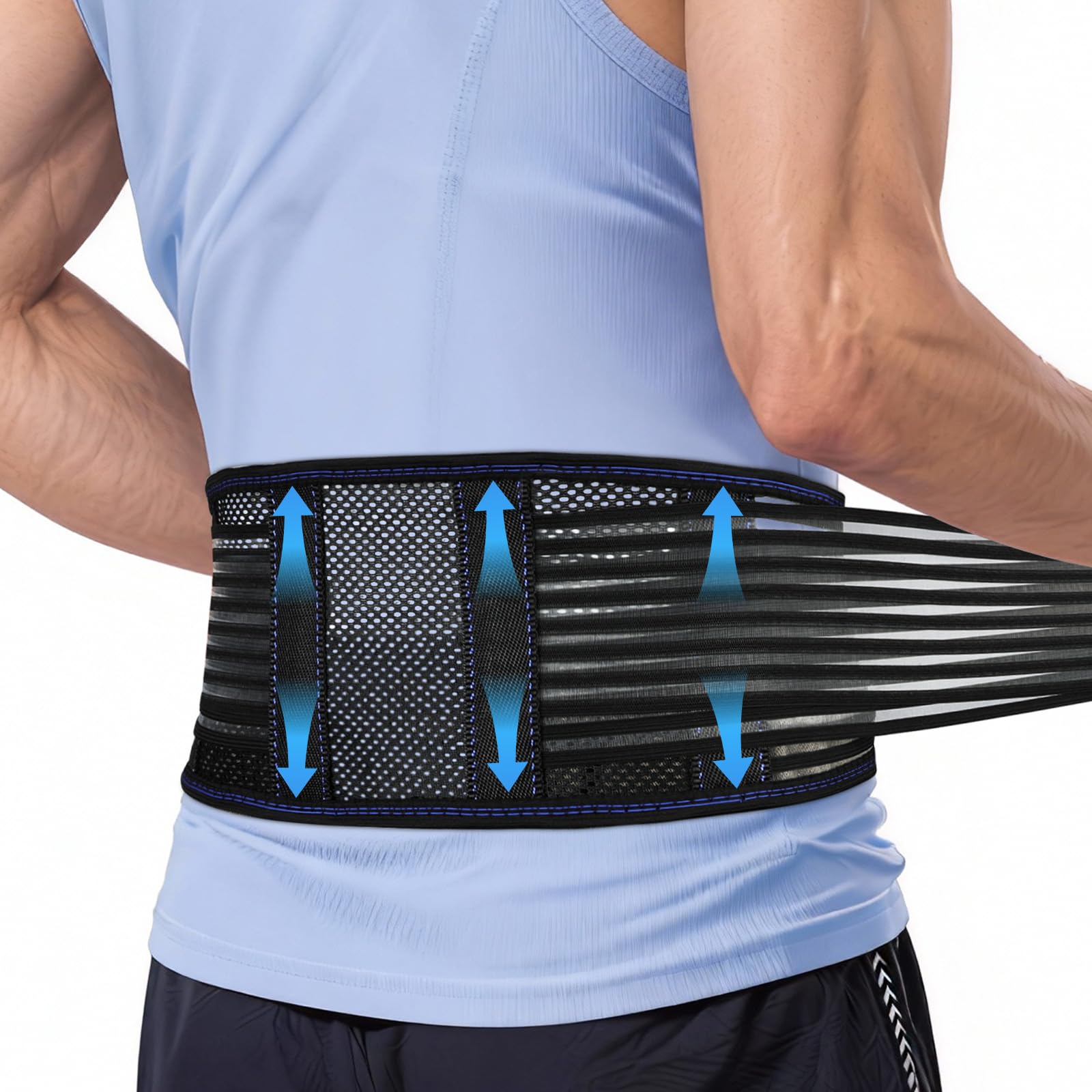 Beugo Lendenwirbelstütze für Herren und Damen, Rückenstützgürtel mit 4 Metallstützen, Rückenstütze Lendenwirbel, Atmungsaktiv Leicht Back Support Belt, Stützgürtel Rücken für Arbeit und Sports
