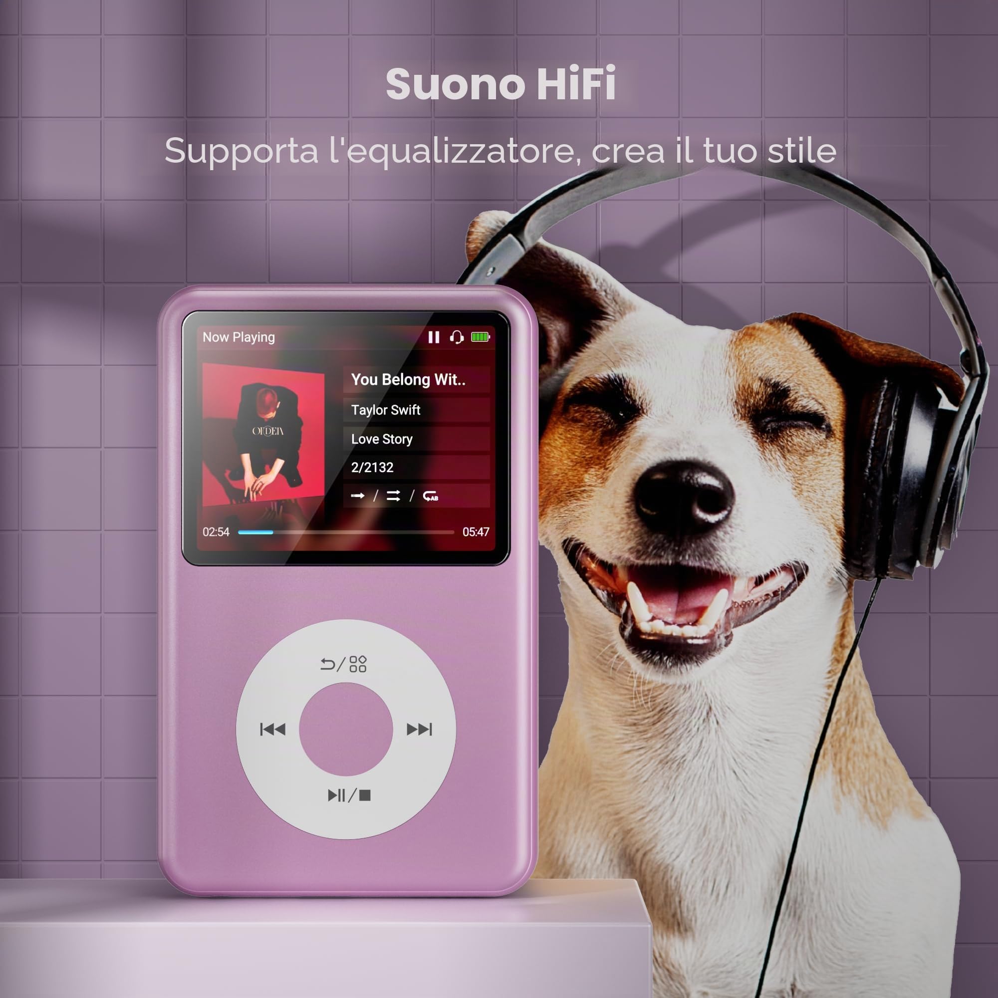 Innioasis Y1 Classe e raffinatezza senza tempo 128 GB Lettore musicale digitale per bambini (viola)