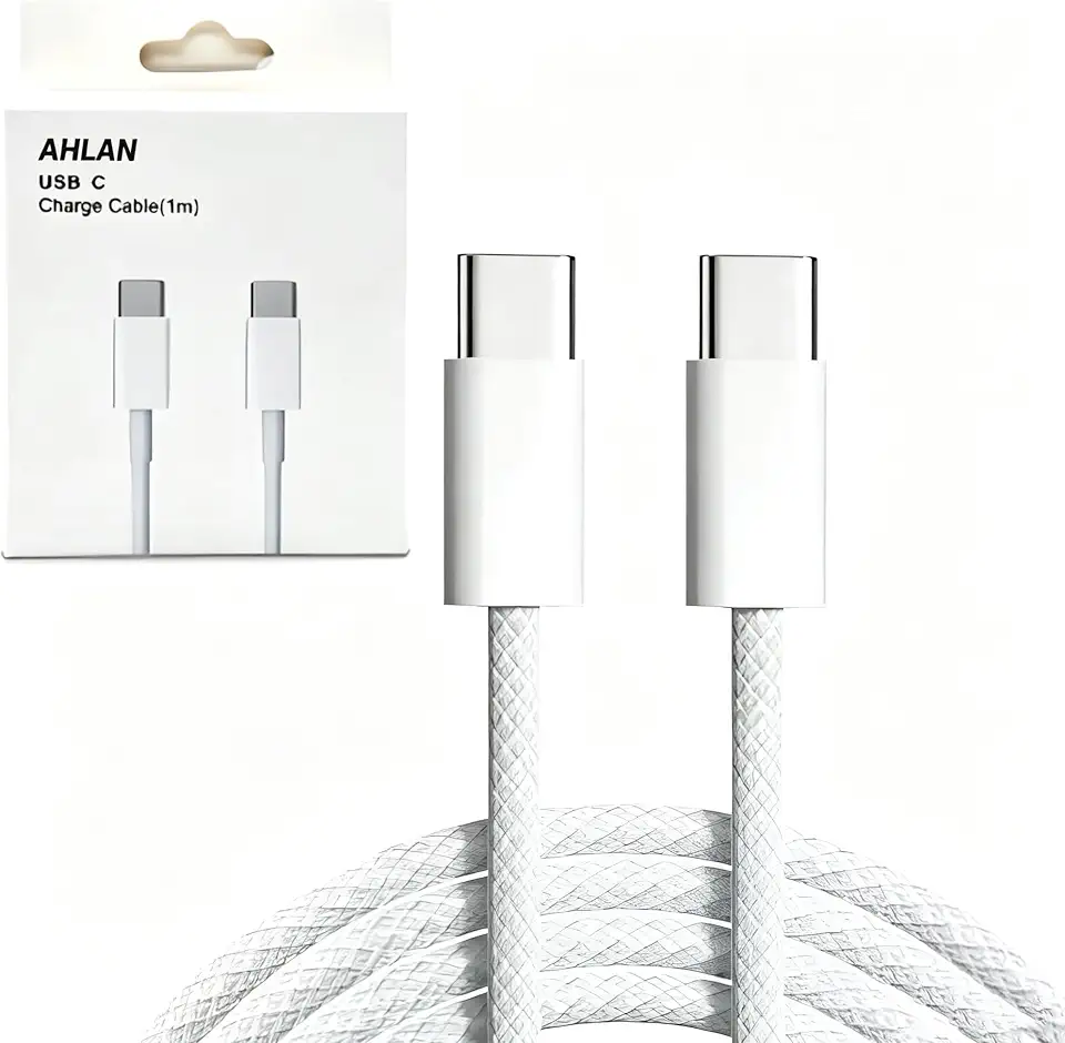 Original 60W Original USB C to Type-C Cable – Fast Charging Compatible with iPhone 15 Pro Max, 16 Pro Max, Nylon Braided Type-C Cord, Charger Accessories, 15 Plus, 16 Plus (1M)