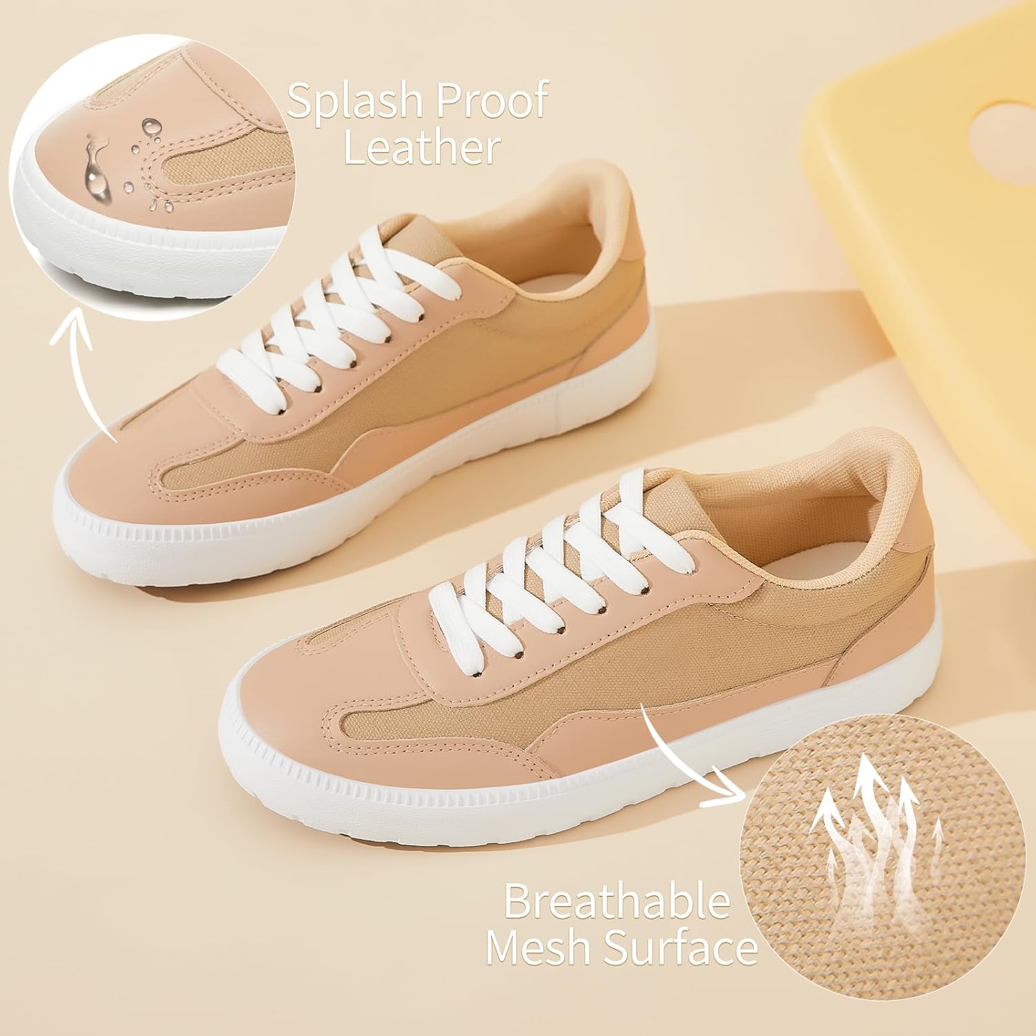 XRH Womens White Tennis Sneakers Non Slip Work Shoes Casual Walking Shoes Workout Gym Athletic Fashion Sneakers - Image 5