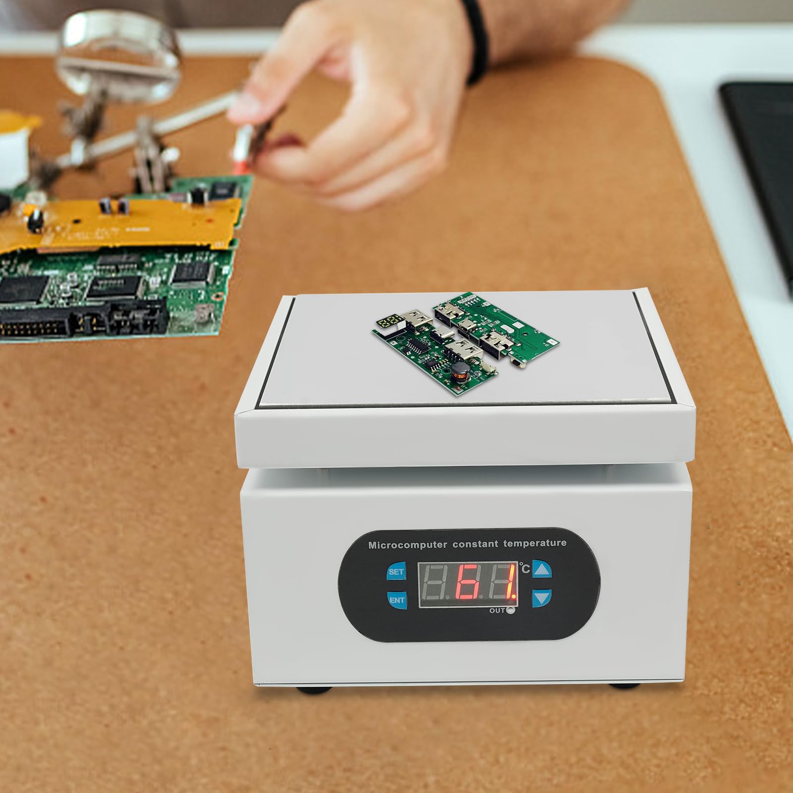 Elektrische Löt Heizplatte 500W Elektrische Mikrocomputer Heizplatte Temperatur Einstellbar Mit LED Display Bildschirm,Für Elektronische Wartungs Und Schweißarbeiten