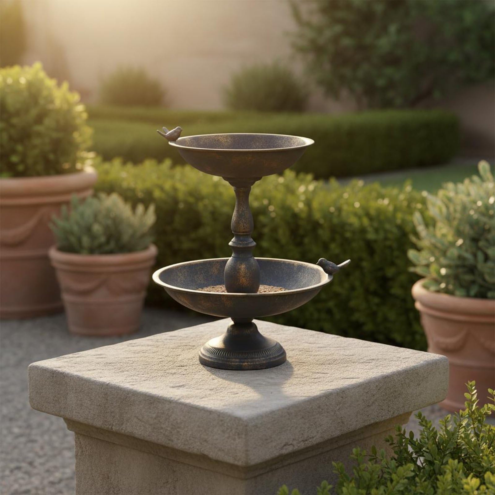 Qianly Alimentador Ornamental Jardín Clásico Colgante Metal Al Libre para Patio, Exterior