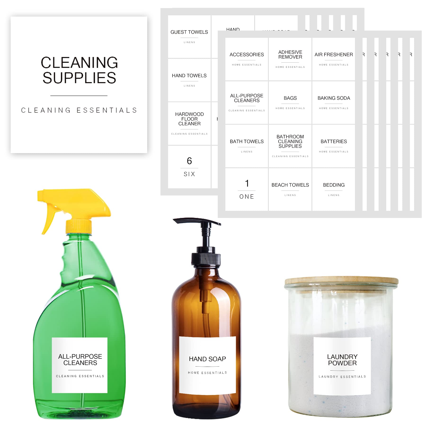 Buy Cesun 156 Minimalist Laundry Labels for Jars Waterproof Cleaning Supplies Labels for