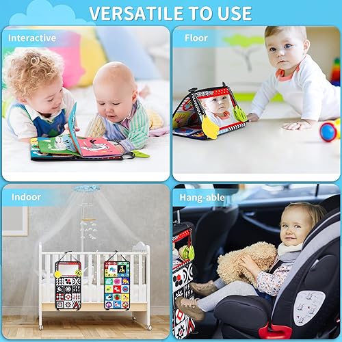 Miniatura 7 de Vasdoo Juguetes de espejo para bebé Tummy Time, juguetes sensoriales de alto contraste en blanco y negro, juguetes Montessori para recién nacidos
