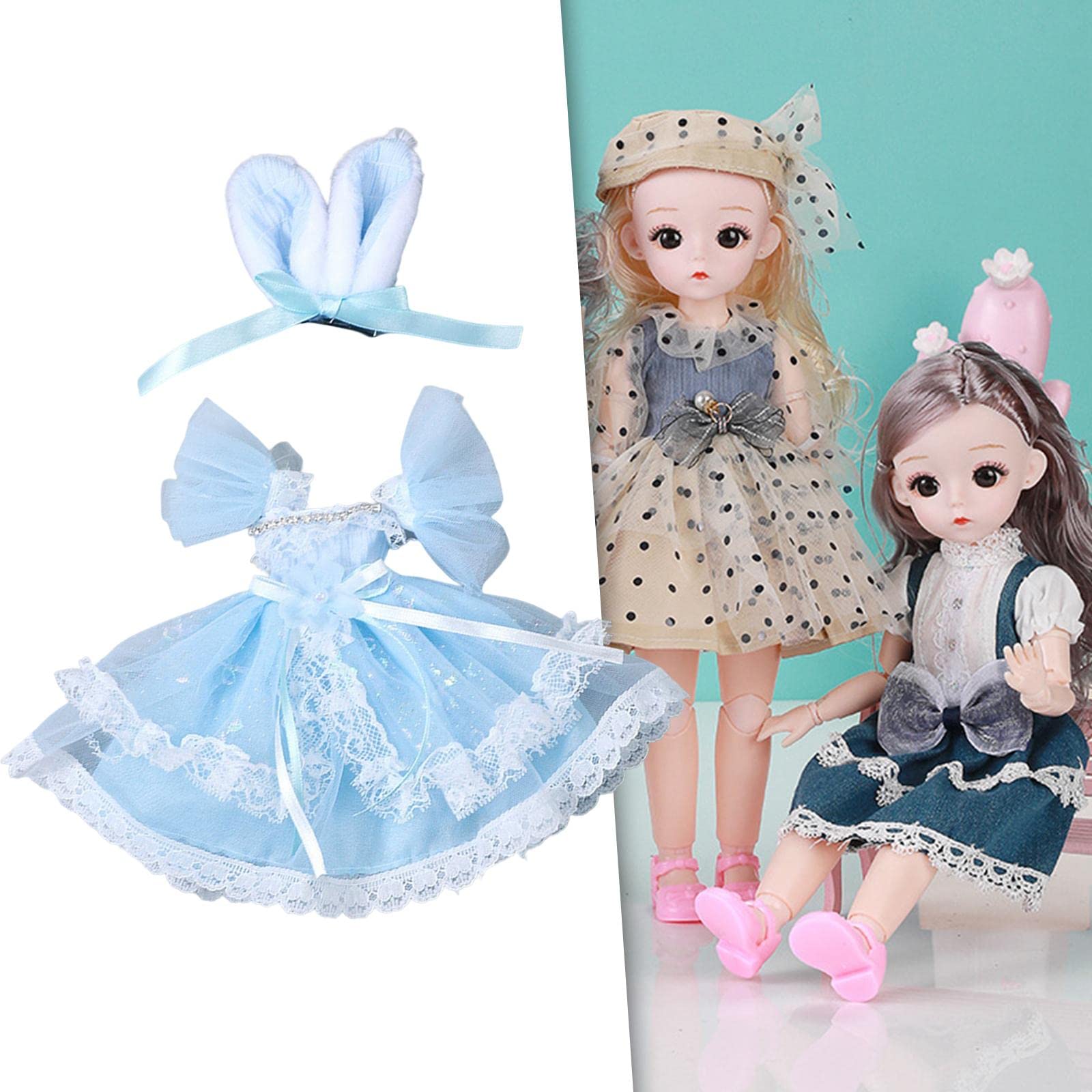 10 Set Puppenkleidung Kleid Kostüme Outfits Kollektionen Mode für 30cm Babypuppe Blau Kurzarm