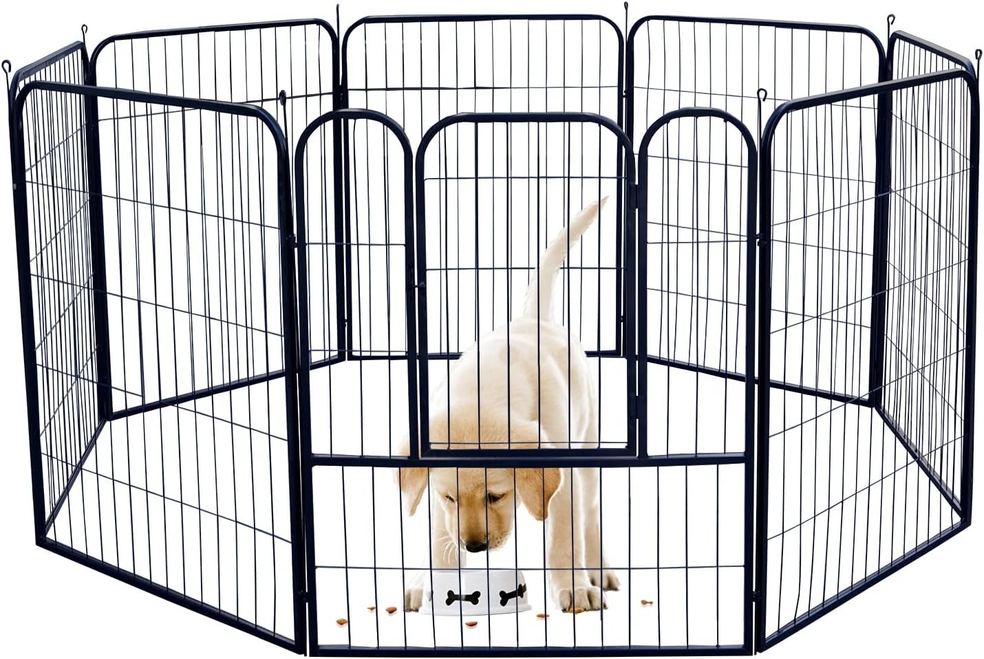 Dkenicor Dog Playpen, 4/8/16 Panels Pet Pen, Portable Dog Fence with Door, Foldable Metal Dog and Pet Exercise Playpen for Outdoor,…