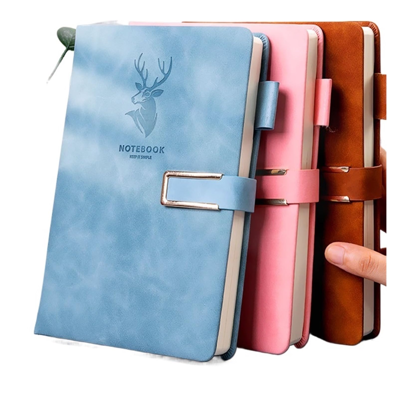 Inspirierendes Notizbuch 2 Stücke 360 ​​Blätter Business Notebook Schnalle Multi Farbe Verdickt A5 Leder Schreibwaren(Blue)