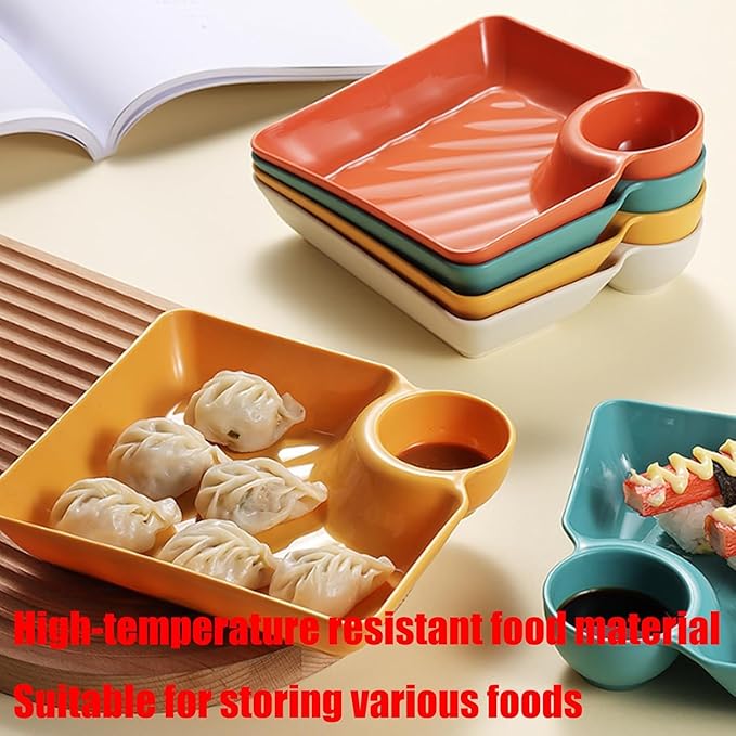 Plato Separado para Salsa, Plato Japonés para Dumplings con Salsera miniatura 3