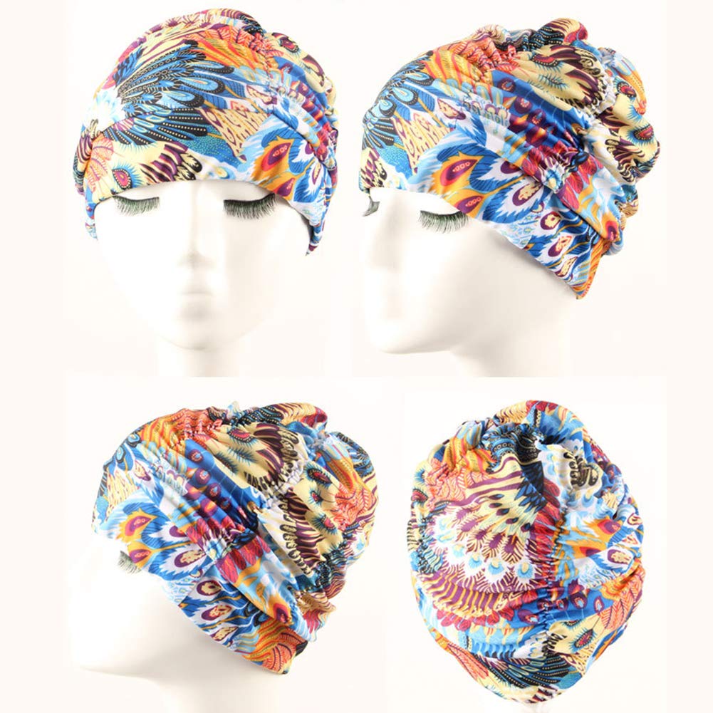 Acheter Bonnet De Natation En Tissu Imprimé Pétales De Fleurs Plissés, Pour Piscine, Plage, Surf, Pour Femmes Et Hommes