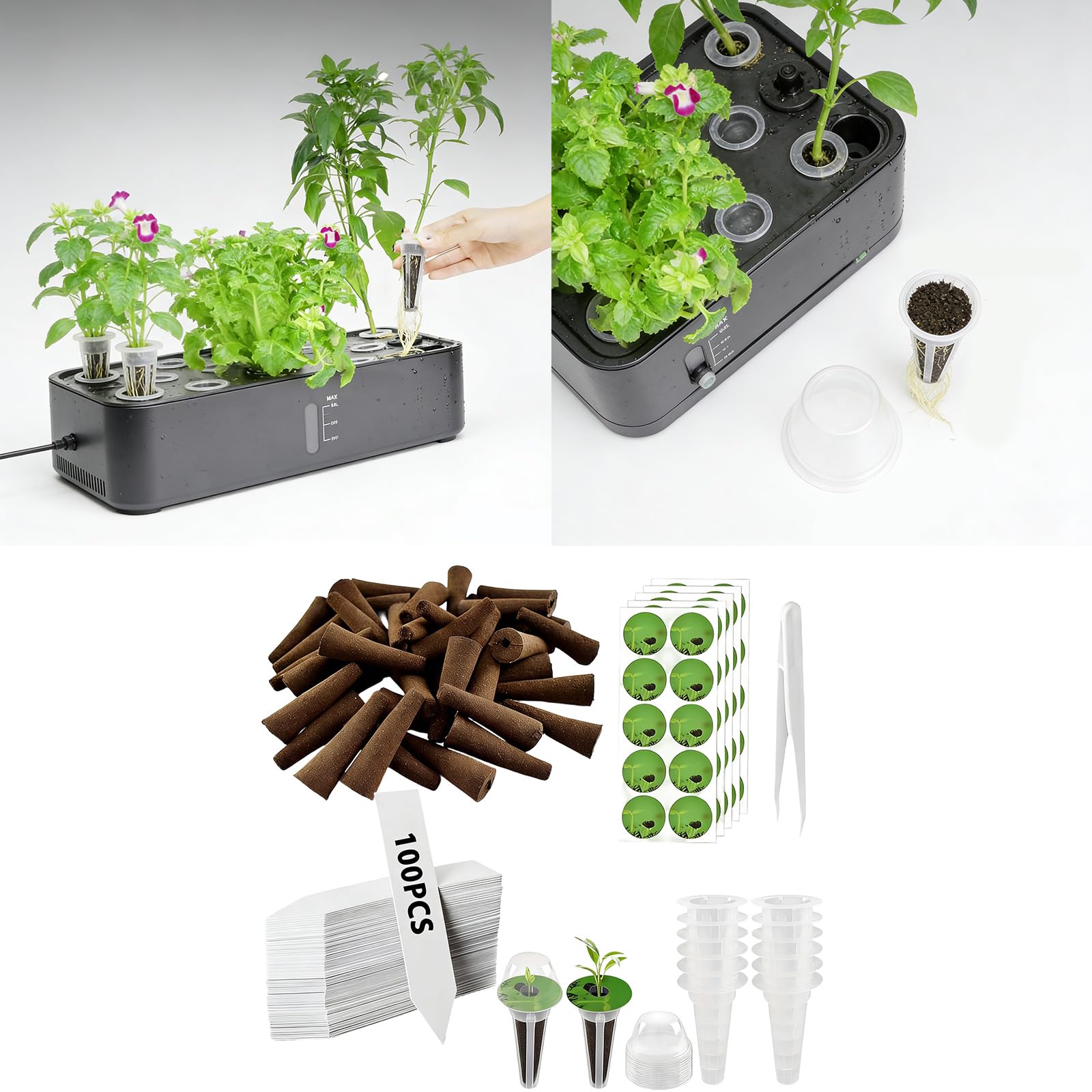 Kit de démarrage aquaponique avec Cubes de et gobelets en Filet, paniers de Culture hydroponique pour Jardinage Domestique, Fourniture de Jardinage intérieur