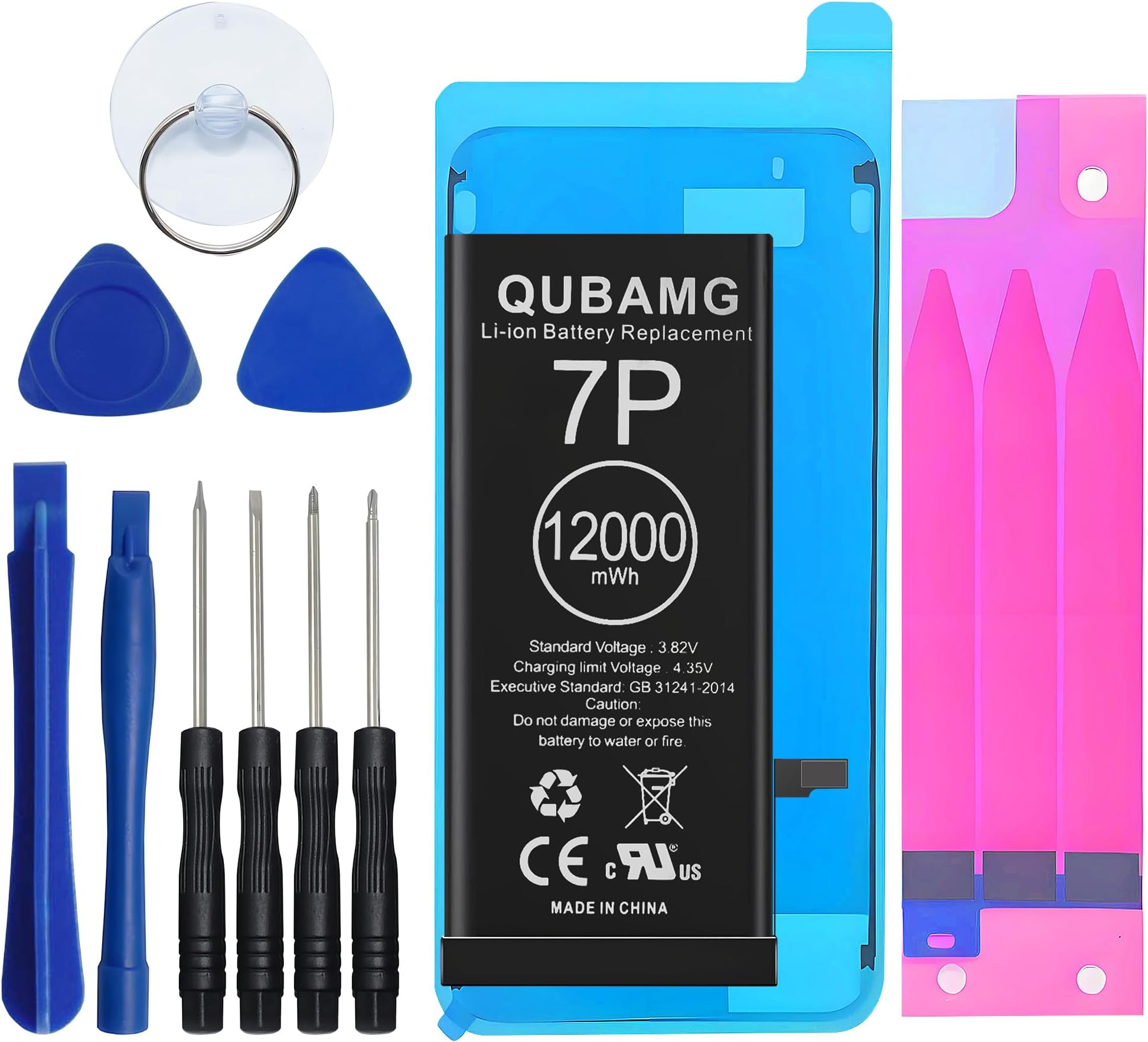 Battery Compatible with iPhone 7 Plus, Long Lasting Super Capacity 12000mWh Replacement Battery for iPhone 7 Plus A1661, A1784, A17785, A1786, 0 Cycle Li-Polymer, with Repair Kit