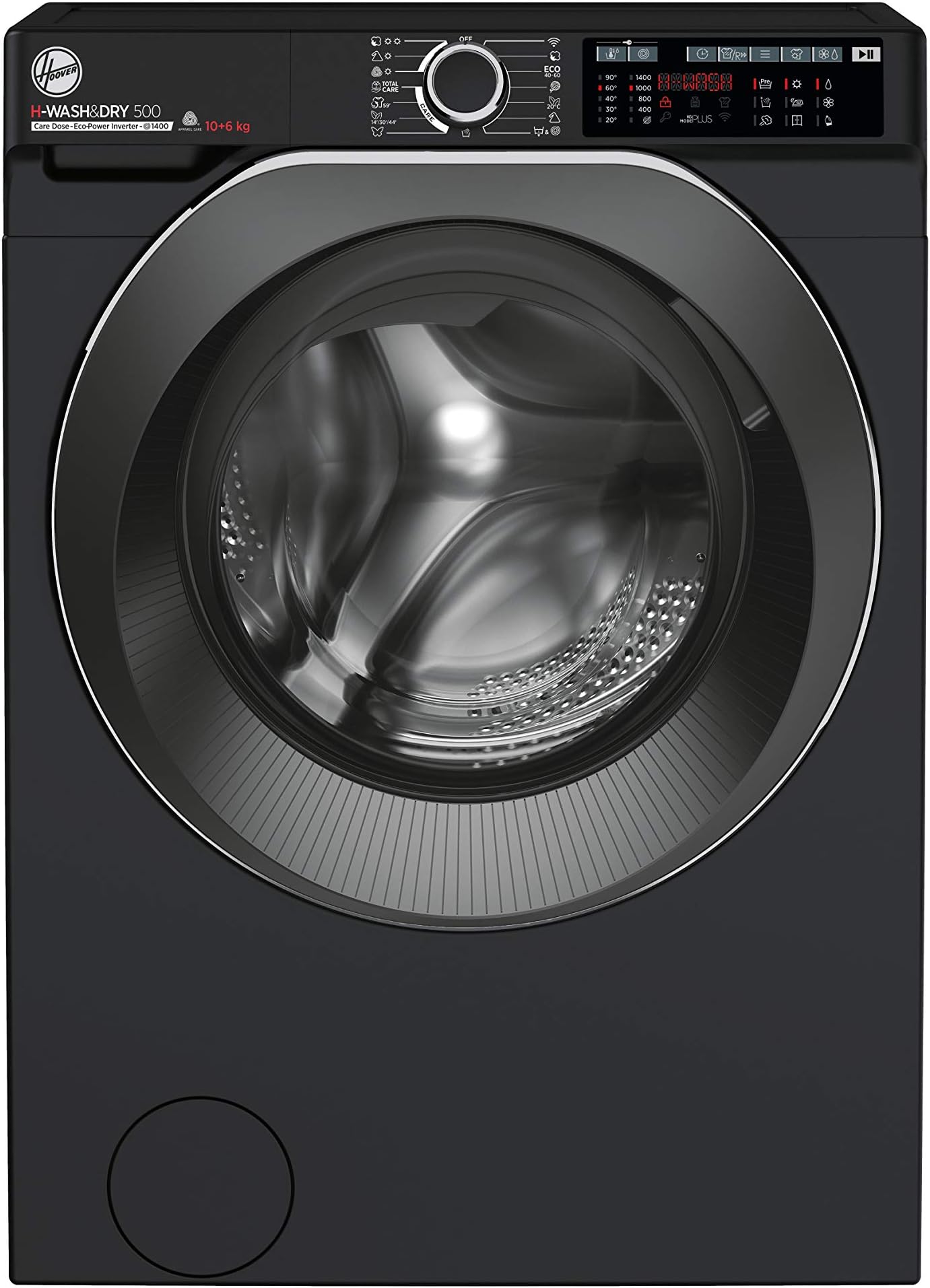 Hoover H-Wash 500 HDD4106AMBCB Freestanding Washer Dryer, Care Dose, A Rated, 10 kg/6 kg Load, 1400 rpm, Black