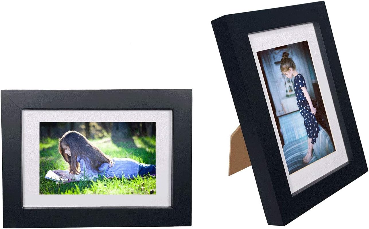 FUNTRESS 12x16 Pictures Frames Display 11.5x15.5 Collages for Wall Hanging Family Diamond Painting Frame Wooden Photo Frames with Mats (1, 12x16 Black)