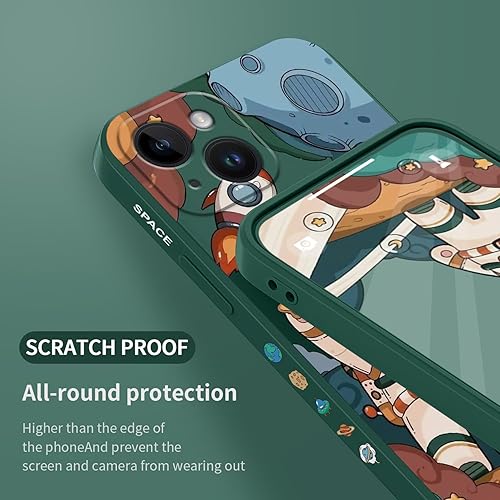 Miniatura 7 de LEECG Funda para iPhone 15, para iPhone 15, diseño creativo de lado de astronauta, silicona líquida, a prueba de golpes, suave, para niñas y niños,
