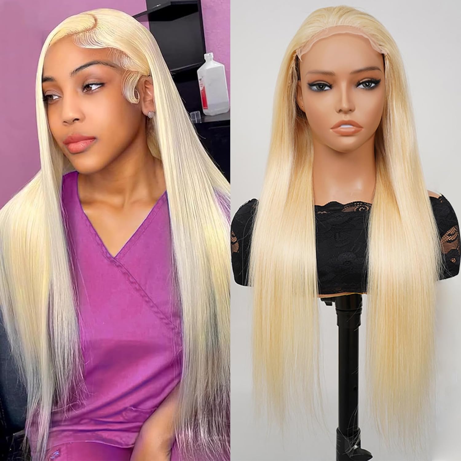 613 blonde lace front wig human hair 4x4 200 density 12 inch