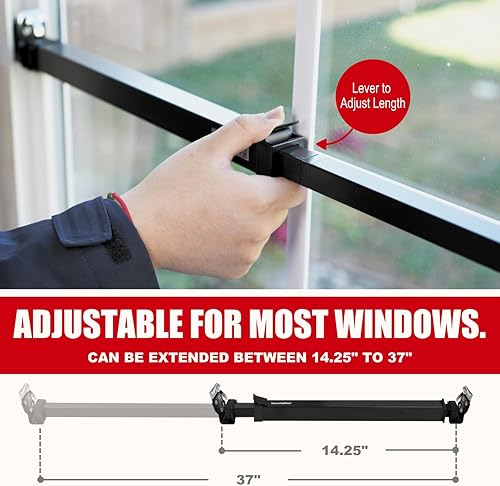 Miniatura 4 de SecurityMan Barra de seguridad para ventana, fácil de instalar para ventanas horizontalesverticales, barra de bloqueo de ventana ajustable (a prueba