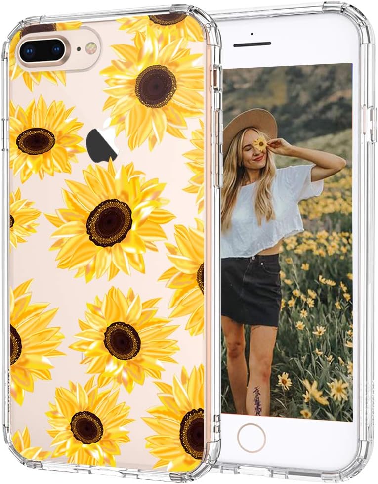 Amazon Com Mosnovo Compatible For Iphone 8 Plus Case Iphone 7 Plus Case Clear Sunflower Floral Flower Pattern Print Design Girl Women With Tpu Bumper Back Case Cover For Iphone 7 Plus Iphone