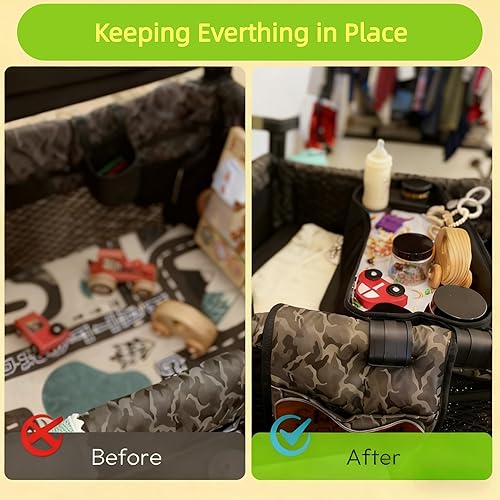 Miniatura 2 de Bandeja de aperitivos para cochecito Wonderfold W2 con portavasos antiderrames y bolsillos de malla, accesorios universales para Wonderfold W2