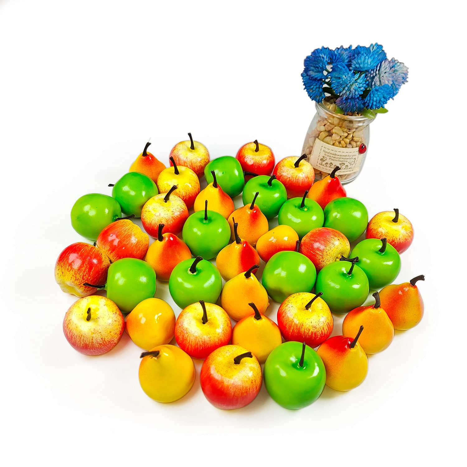 Lorigun40 Pcs Mini Artificial Fruits Simulation Fake Fruits 1.3" Mini Mixed Fruit Set for Home Kitchen Cabinet Decoration Photography Props