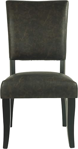 Miniatura 7 de Signature Design by Ashley Sommerford Urban Farmhouse - Silla de comedor tapizada de piel sintética, 2 unidades, color marrón oscuro