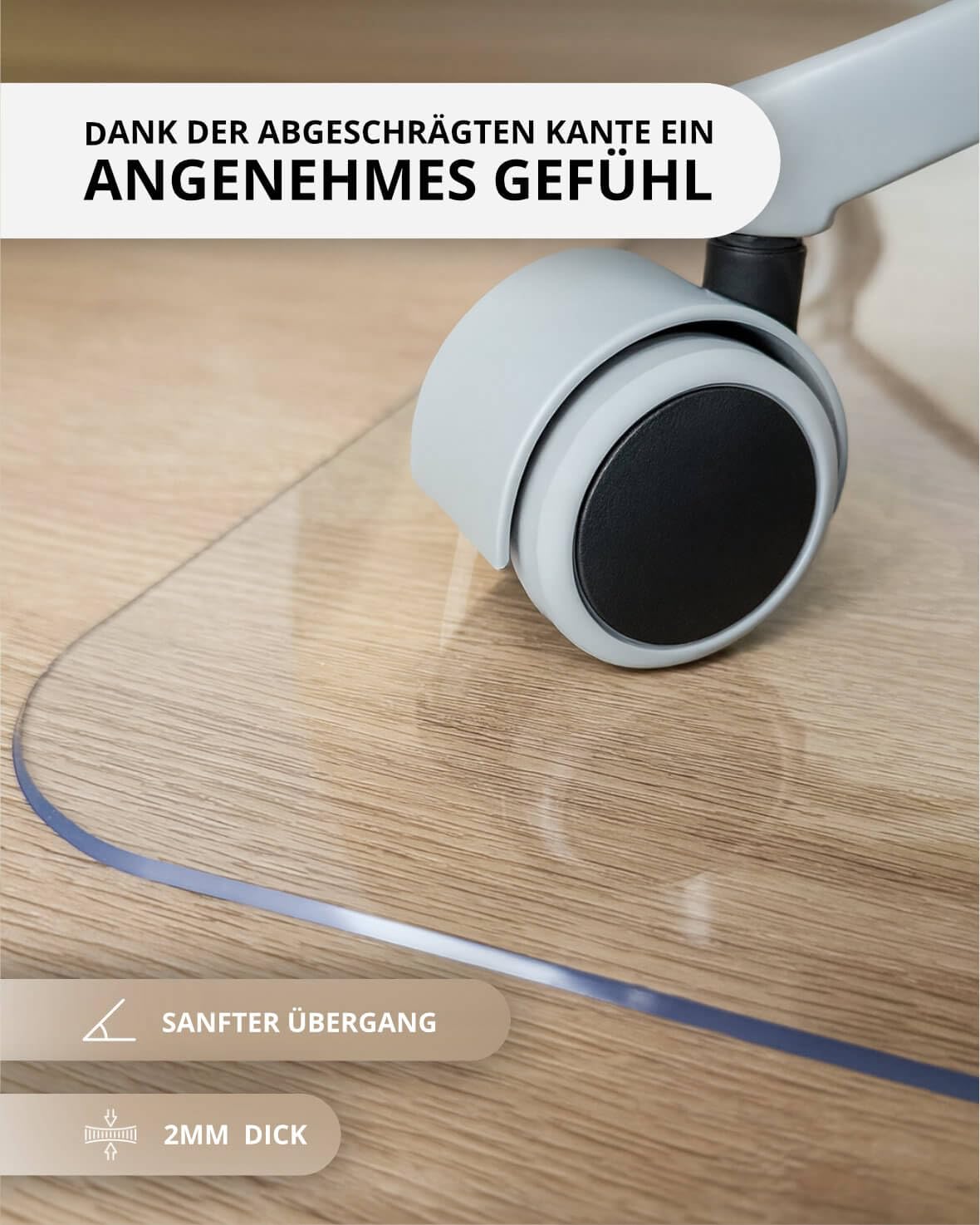 PROFOLIO Bodenschutzmatte – Premium Schutzunterlage für Büro & Homeoffice - Rutsch & Rollenfester Kratzschutz für Hartböden - Bürostuhlschutz