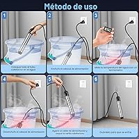 Vista 6 de Calentador de agua portátil de 2000 W, calentador de piscina - Calentador de inmersión con termómetro digital, calentamiento de óxido de magnesio