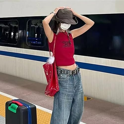 Miniatura 2 de Cinturón gótico con remache de estrella con hebilla de doble aguja, cinturón de piel sintética, cinturón de moda para hombres y mujeres