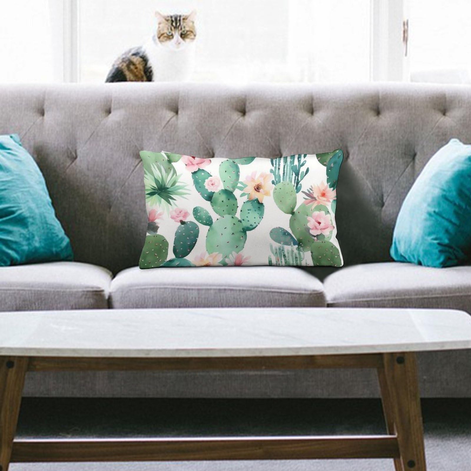 NTVOWPZO Decoration Throw Pillow Covers 8"x12" Pillowcases Covers Cactus Pattern Soft Pillowcases Modern Farmhouse Home Decor Sofa Cushions Covers for Couch Bed Living Room