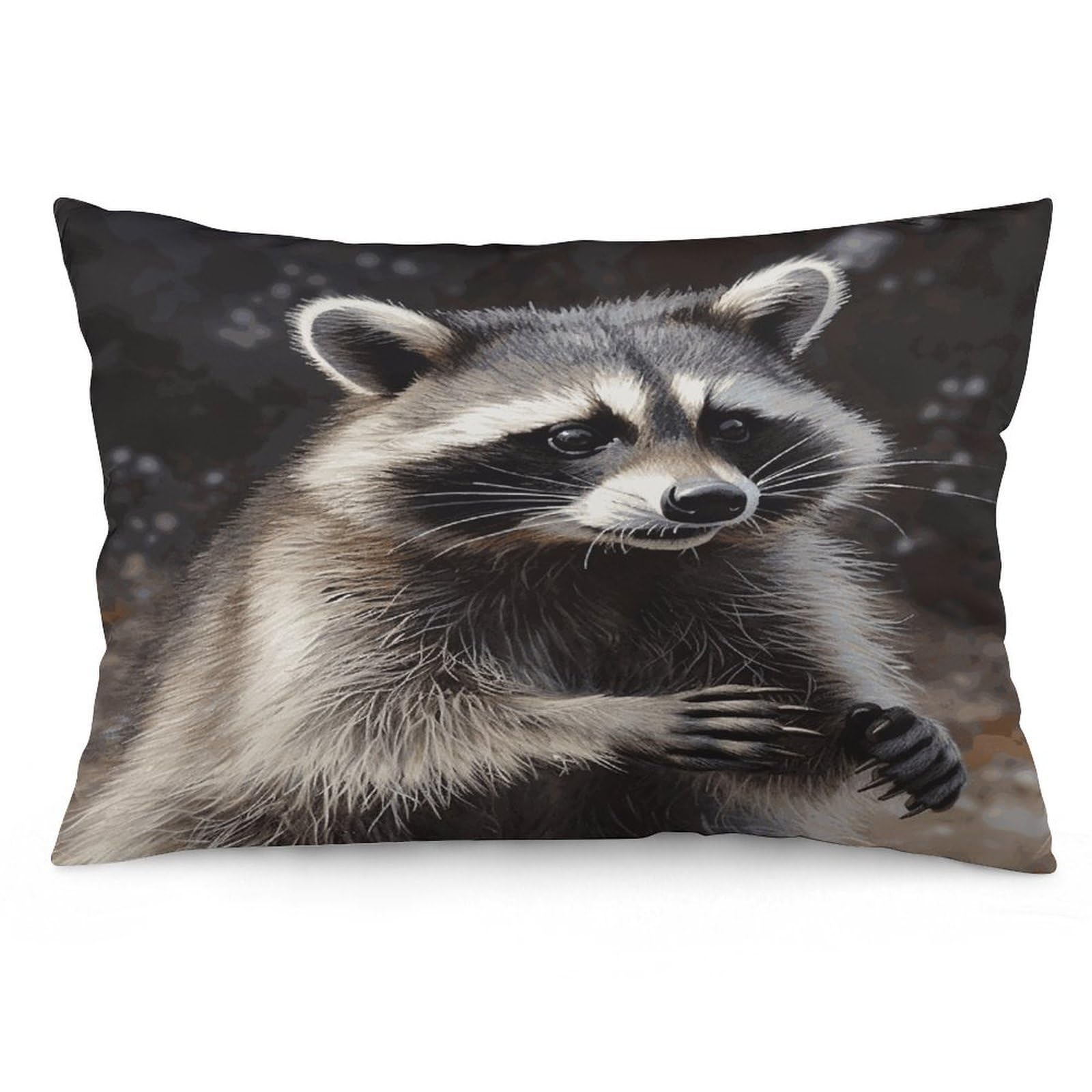 Raccoon Throw Pillow Covers with Silent Zipper Polyester Pillow Protectors Removable Pillow Cases Soft Pillowcase Cozy Pillow Sham Cushion Cover for Sofa Car Bed 12 "x20