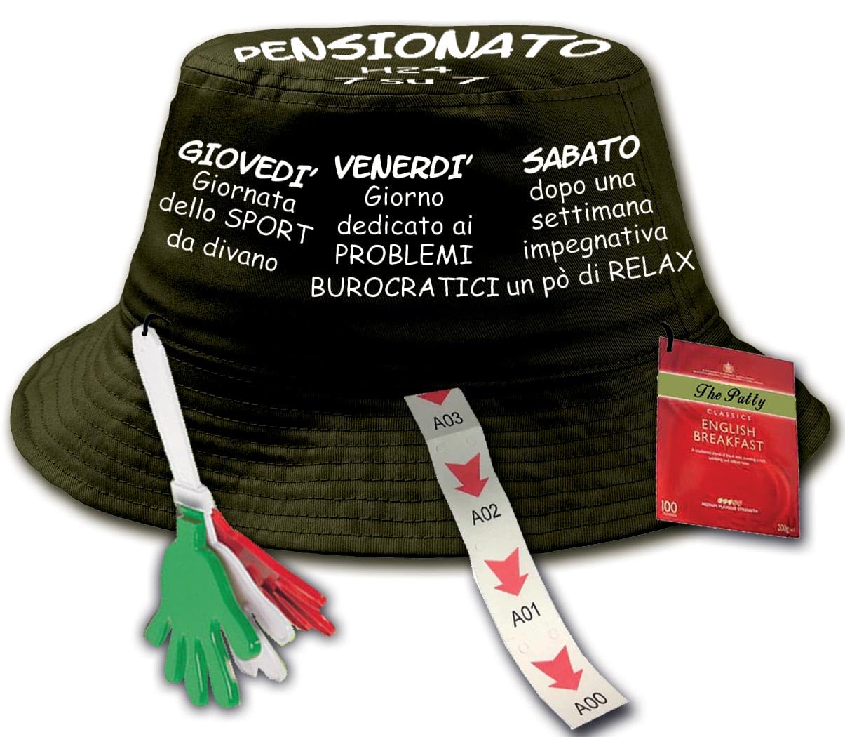 Bombo Sombrero de jubilación, Negro , Talla única