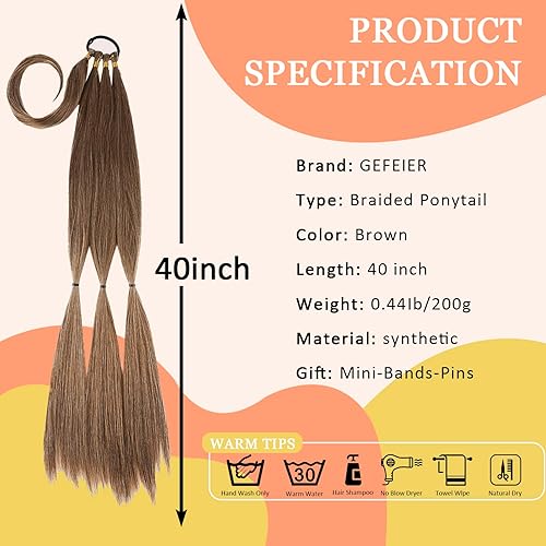 Miniatura 2 de Extensión de cola de caballo larga trenzada con lazo para el cabello 40 pulgadas extensión de cabello sintético natural suave y elegante para