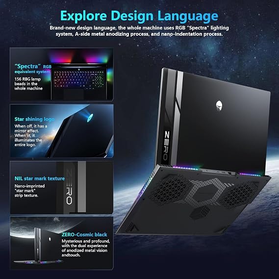 Thunderobot Zero 16 Pro 5070Ti Gaming Laptop, GeForce RTX 5070 Ti, Core Ultra 9 275HX, 16 QHD+ 360Hz Hummingbird IPS Display, 64GB DDR5, 4TB SSD, Per-Key RGB, HD Camera, Wi-Fi 6E, Windows 11 Home