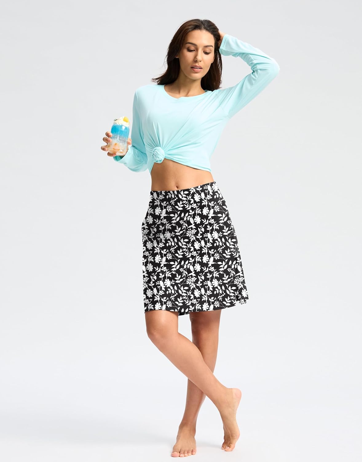 Viodia Women's 20" Long Swim Skirt Skort High Waisted Modest Bathing Suit Swimsuit Bottoms Beach Tankini Bikini with Skirt - Image 6