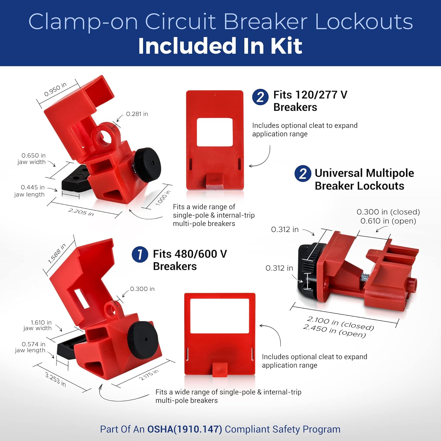 BRADY Lockout Tagout Kit - Gate Valves, Ball Valves, Electric Plugs, Circuit Breaker. Includes 3 Red Keyed Different Padlocks, Cable Lockout, Hasp, Safety Lock Out Tags (1 Key Per Lock) - 153672, Blue