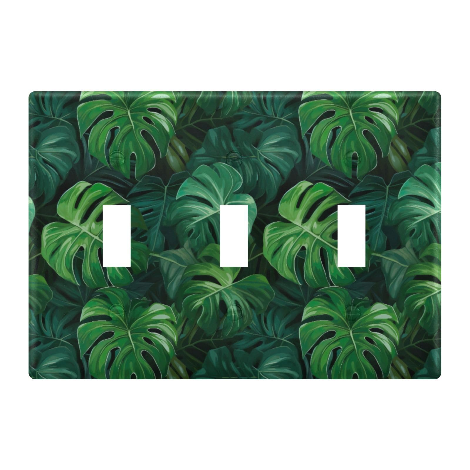 Light Switch Cover Palm Leaves Wall Plates for Electrical Outlets 3 Gang 202a8598
