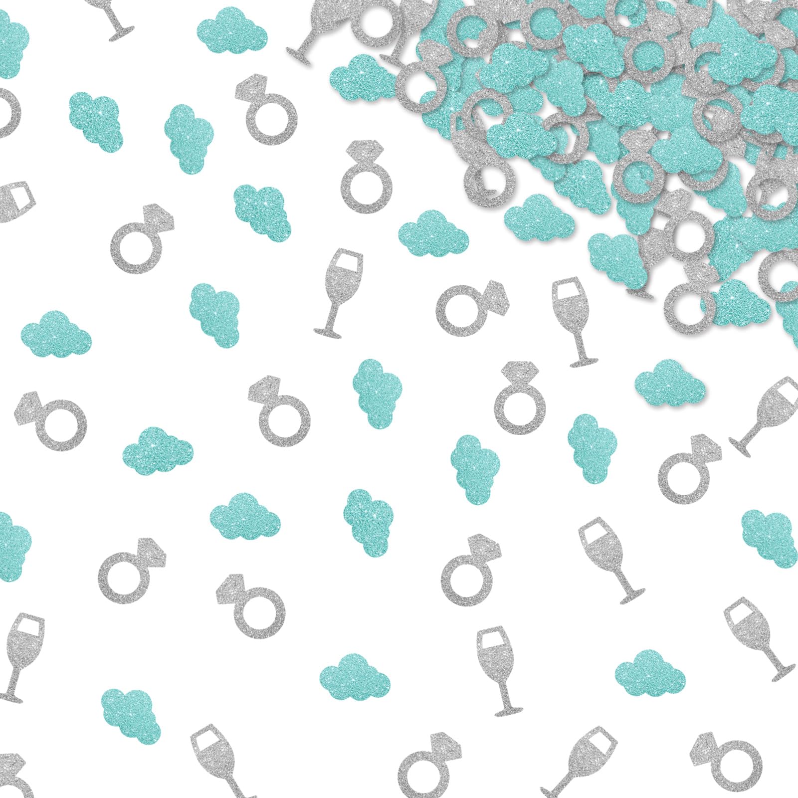 120pcs On Cloud Nine Confetti, Cloud Ring Table Confetti, Silver Glitter Bachelorette Paper Scatter, Bride On Cloud 9 Bridal Shower Party Decoration