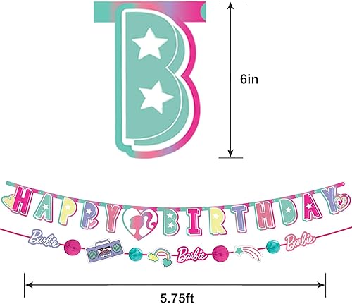 Miniatura 5 de Barbie Dream Together - Kit de pancarta de papel multicolor para cumpleaños, 6 pies y 5.75 pies (paquete de 2), perfecto para celebraciones de