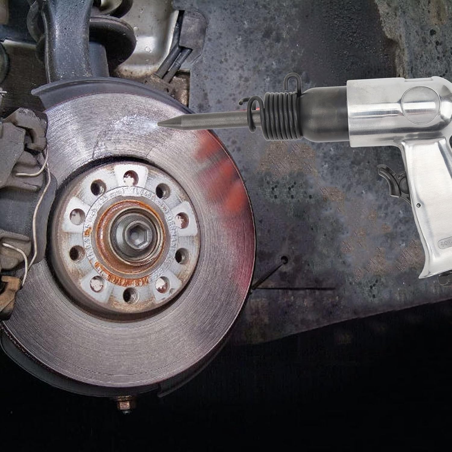 Air Hammer Kit, Multifunctional Pneumatic Hammer Piece Chisel Set 3500 RPM for Car Repair Brake Pad Rust Removal