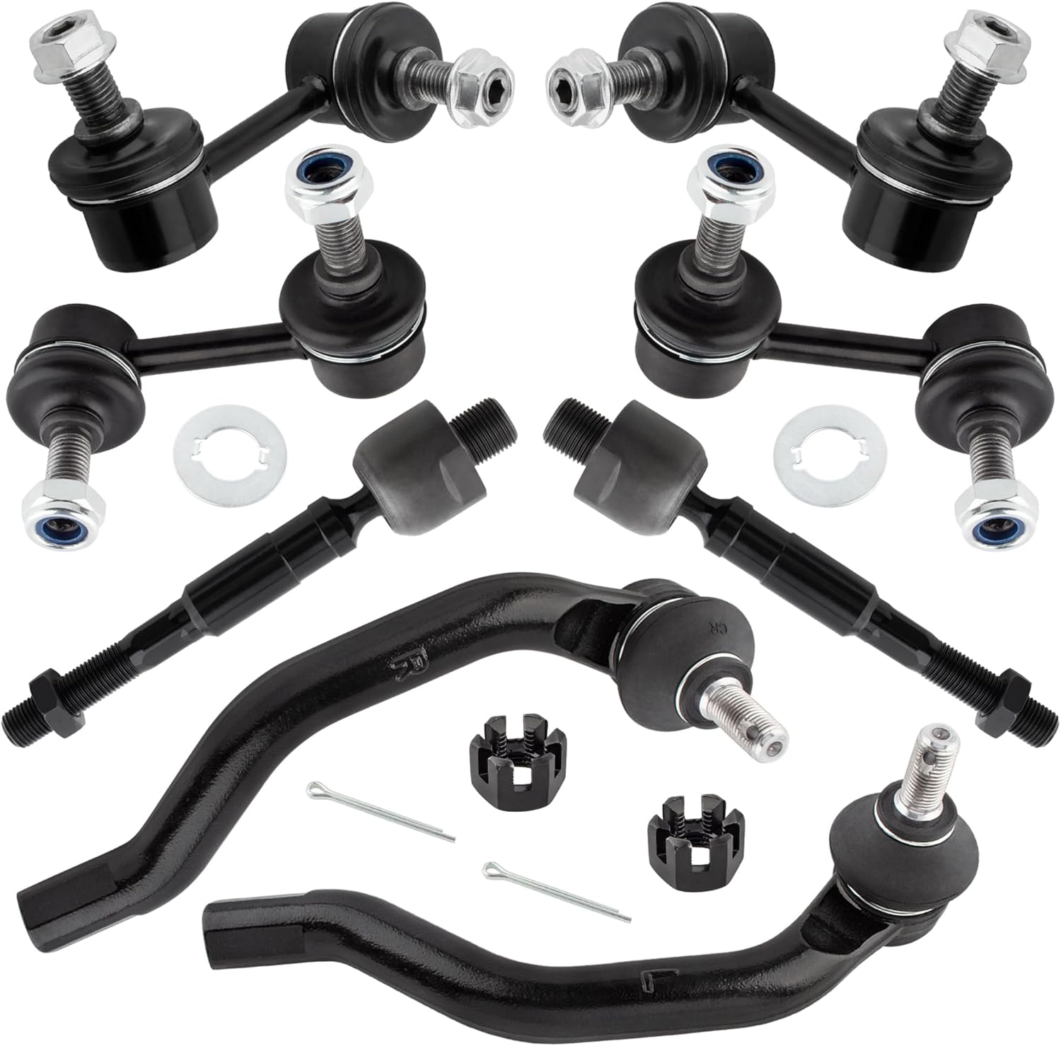 K80769 K80768 K750125 K750126 ES800374 ES800373 EV800246 Front Inner & Outer Tie Rod Ends Front & Rear Stabilizer Sway Bar Links Kits for Honda Civic 1.8L 2006 2007 2008 2009 2010 2011