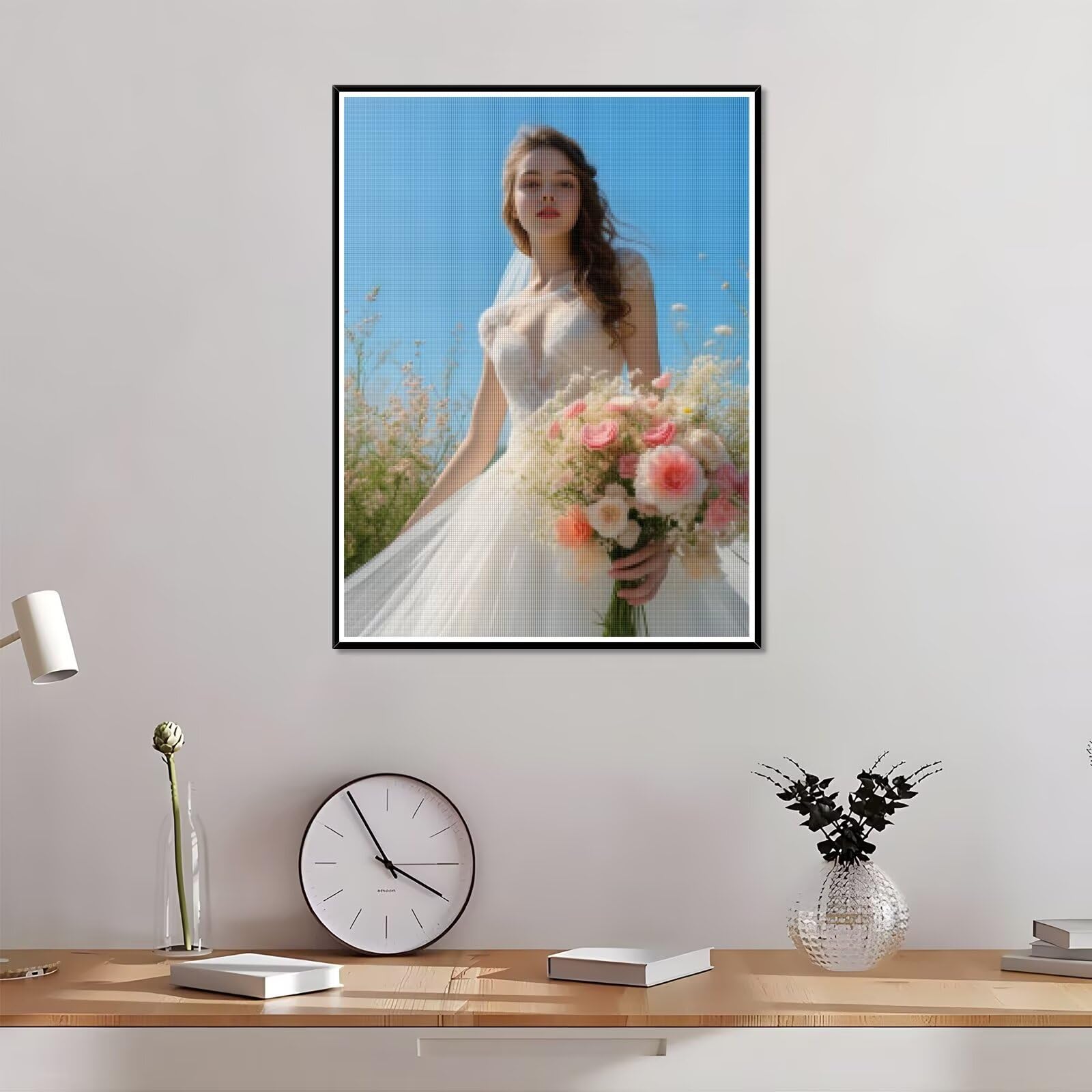 Diamond Painting Personalizzato, 5D DIY Diamond Painting Kit Completo Personalizzato, Kit per Pittura Diamante Personalizzati Con Foto, Mosaico Personalizzata Regalo per Arte Domestica 60x60cm L-247