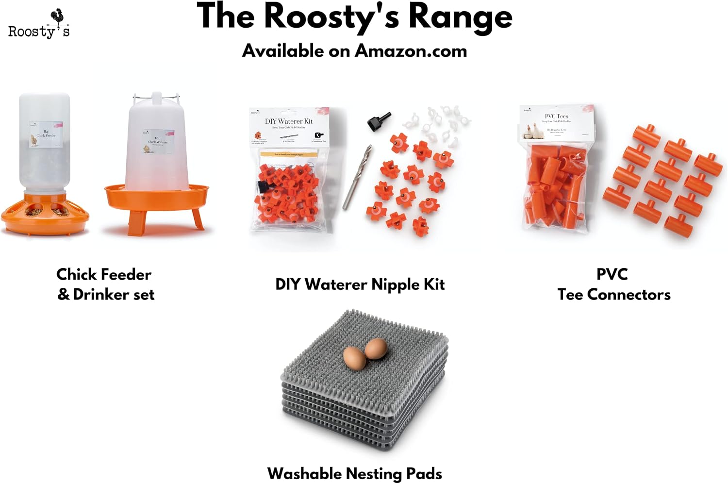 Roosty's® Ceramic Nest Eggs x6 | Ceramic Eggs for Laying Chickens, Fake Eggs for Chicken Nesting Pads, Chicken Coop, Nesting Boxes, Hen House | Ceramic Nest Eggs for Chickens, Chicken Coop Accessories