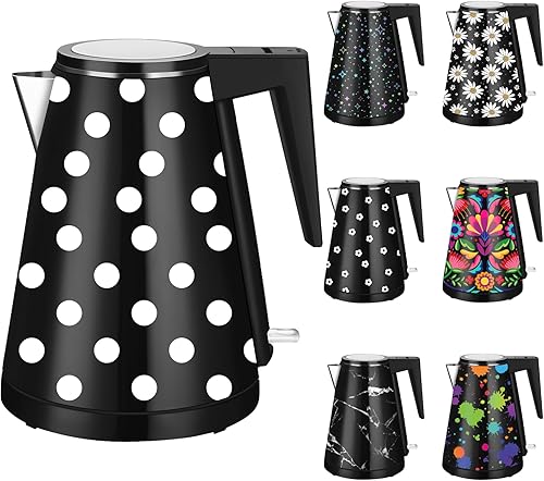 Miniatura 13 de Caldera de agua interior de acero inoxidable de doble pared de 1.2 L, inalámbrica, 1000 W de ebullición rápida con luz LED, cafetera y tetera