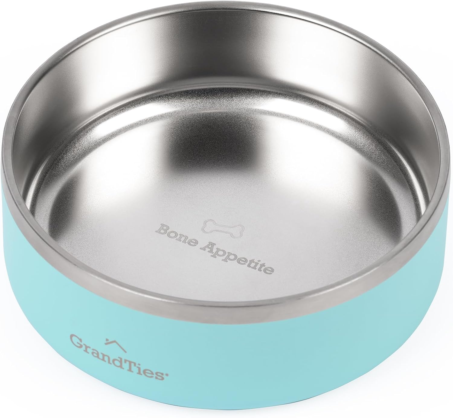 GrandTies Stainless Steel Engraved Pet Bowl | Reusable BPA-Free Insulated Pet Bowls | Large Heavy Duty Non Skid Spill Proof Dog Bowl | Outdoor Water Bowl (24oz, Powder Green)