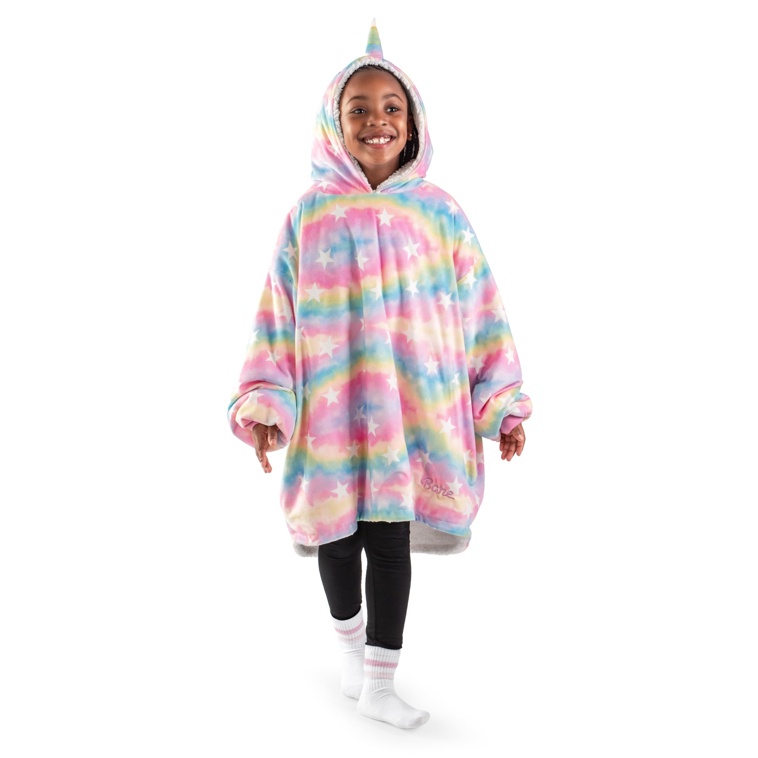 Bare Home Wearable Blanket Hoodie - Soft Plush Sherpa - Warm and Cozy - Oversized Wearable Blanket - Adult & Kid Sizes