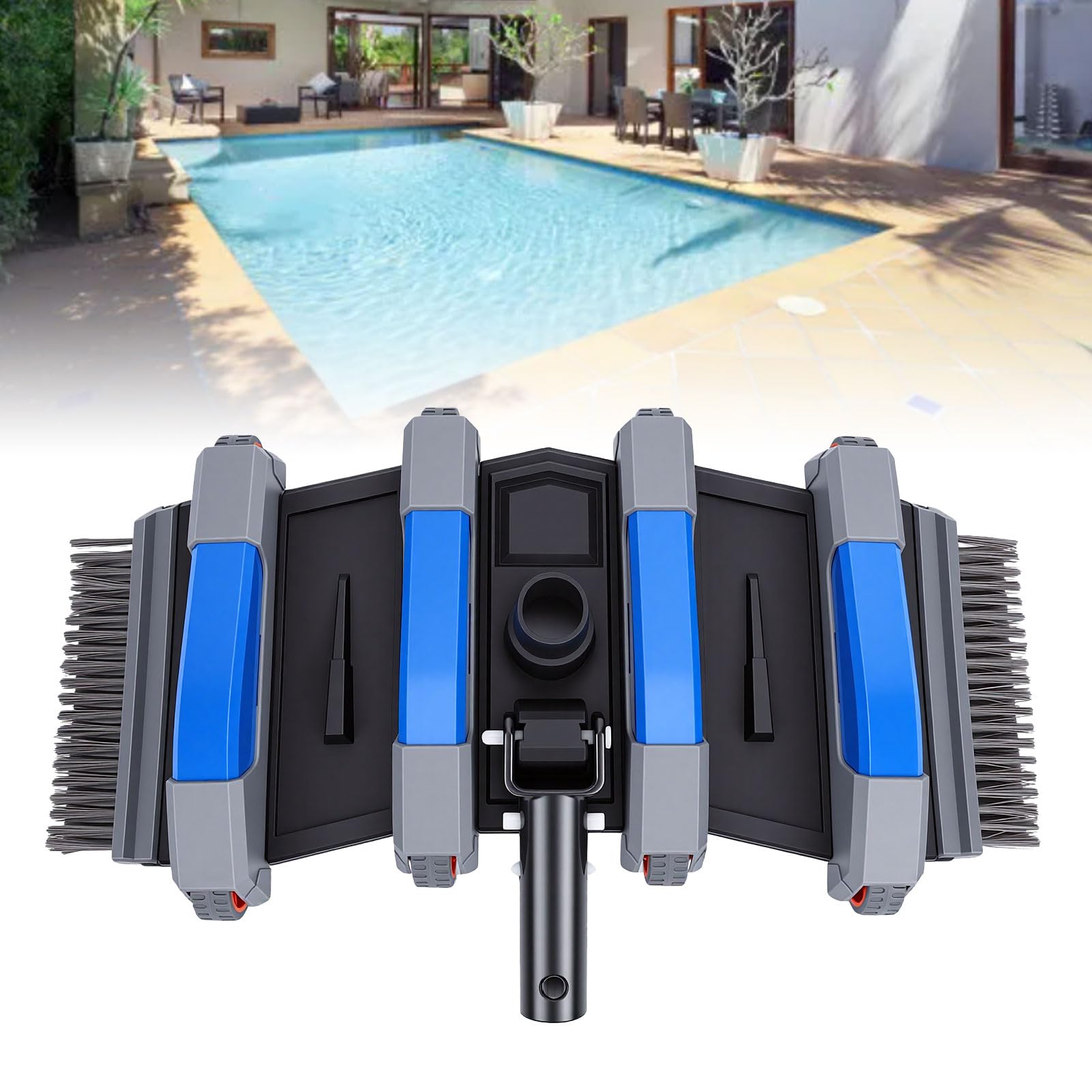 Asixxsix Cabezal de Aspiradora para Piscina, Limpiador Pesado de 14 Pulgadas con Cepillos Laterales Inferiores, Ruedas Giratorias, para Piscinas Enterradas sobre el Suelo
