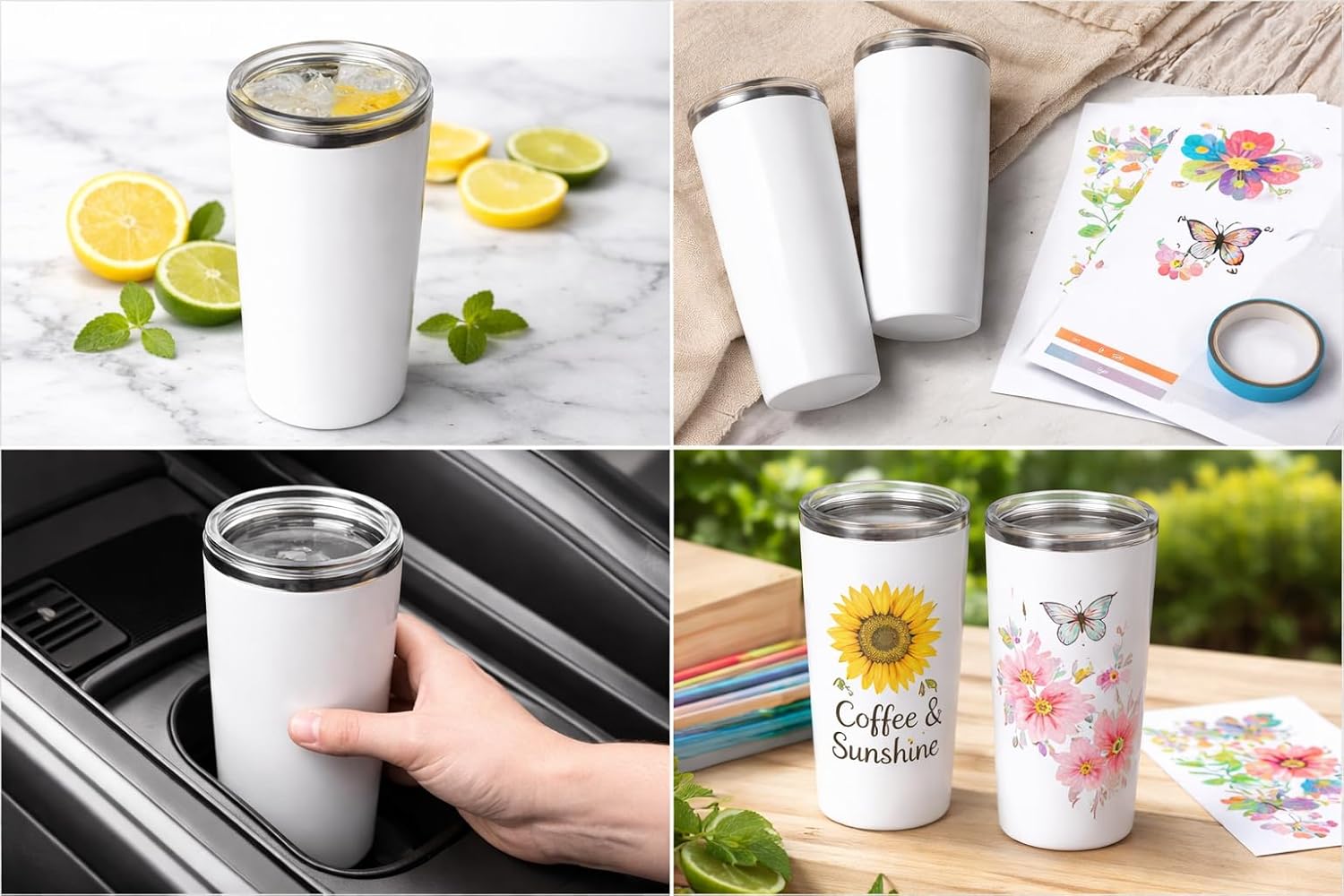 Stainless Steel Tumbler with Lid, 20 oz, Insulated Travel Cup for Hot and Cold Beverages, White subliminal - Image 2