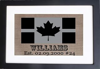 Silver gray line, Correctional Officer Gift, Canada Flag, handmade burlap print Correction, Gray Line Flag, Grey Line Flag, Correctional Officers, personalized monogram print wedding Burlap Print