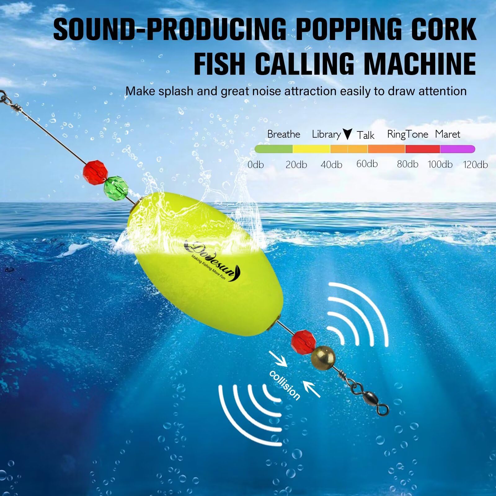 Dovesun Fishing Bobbers Popping Cork Weighted Fishing Floats Fishing Corks Popping Corks for Saltwater Freshwater 3 Shapes 3pcs/6pcs