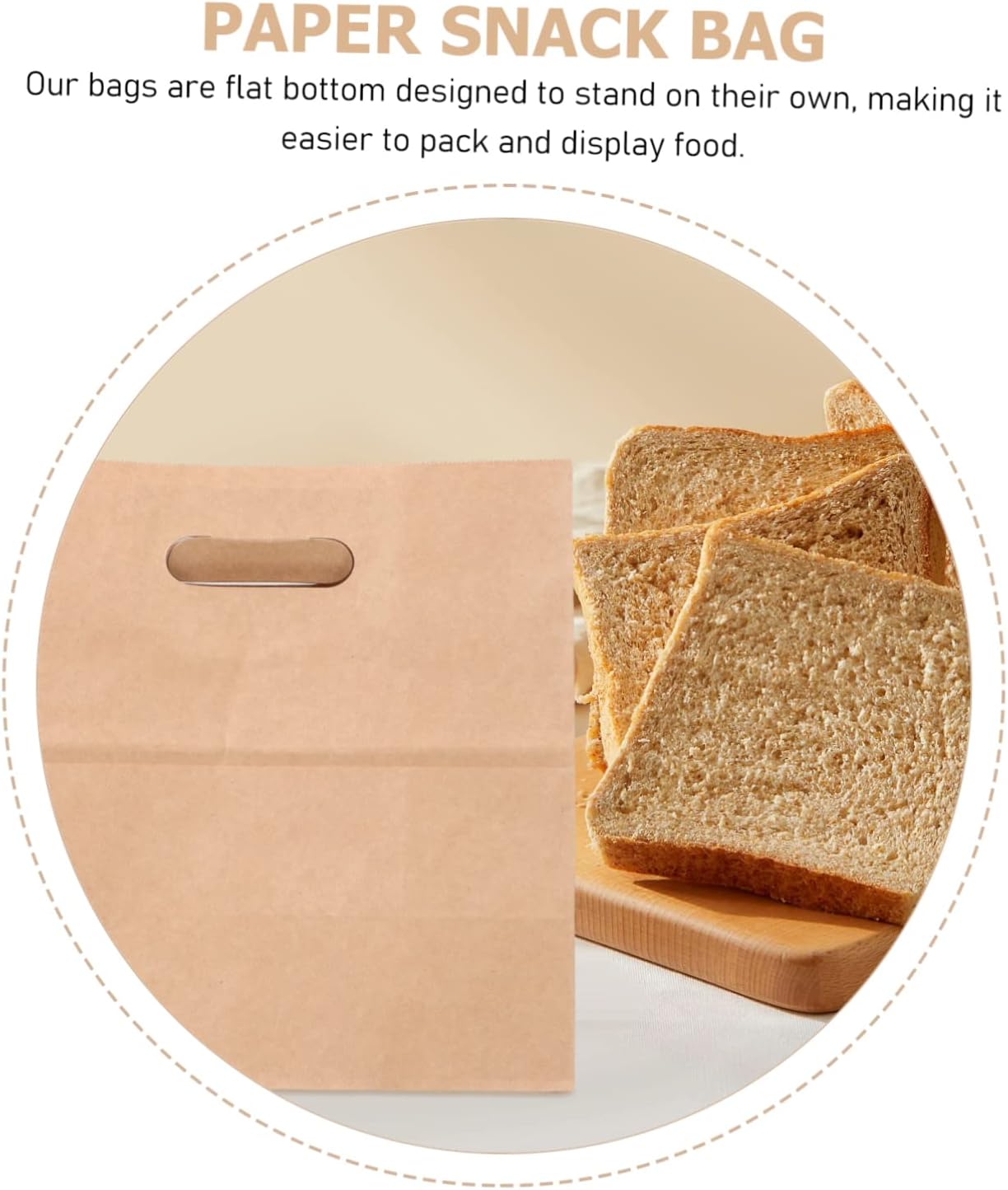 Garneck 30pcs Bread Packing Bags Kraft Paper Baking Bags Oven Safe Candy Sandwich Biodegradable